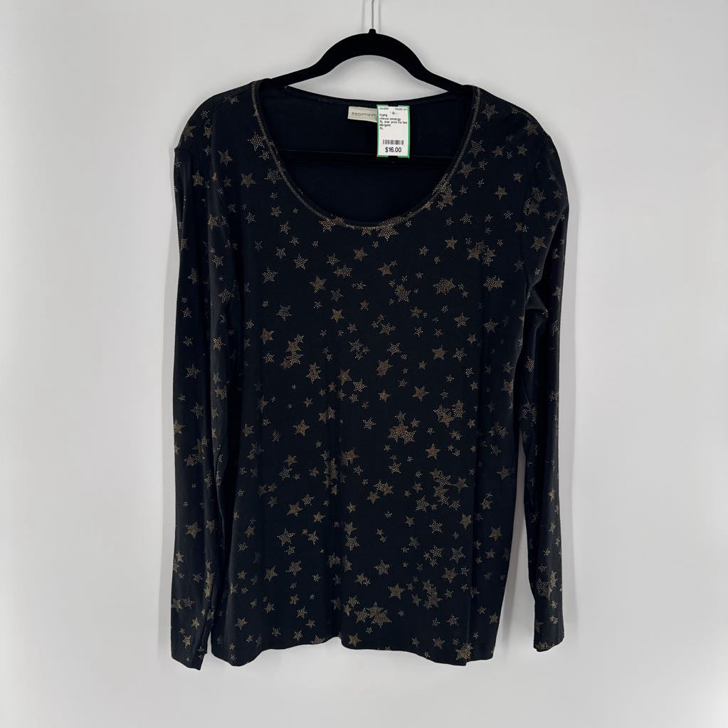 XL star print l/s tee