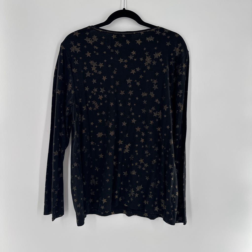 XL star print l/s tee