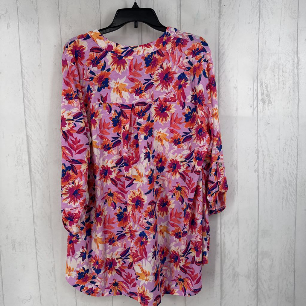 XL 3/4 slv floral v-neck top