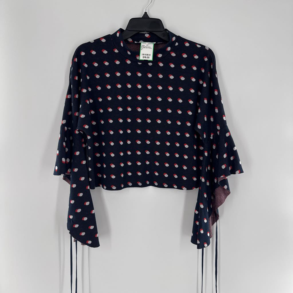 M polka dot flutter slv top