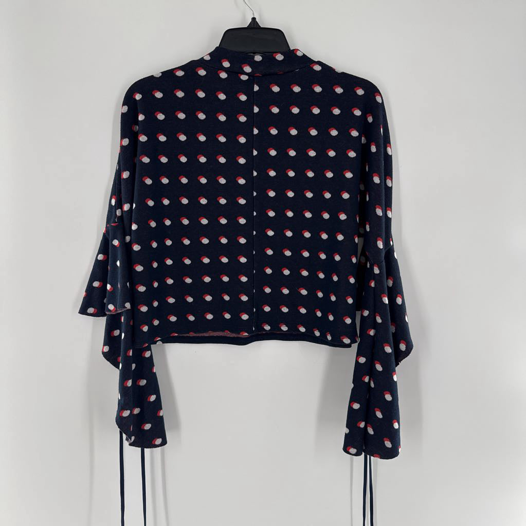 M polka dot flutter slv top