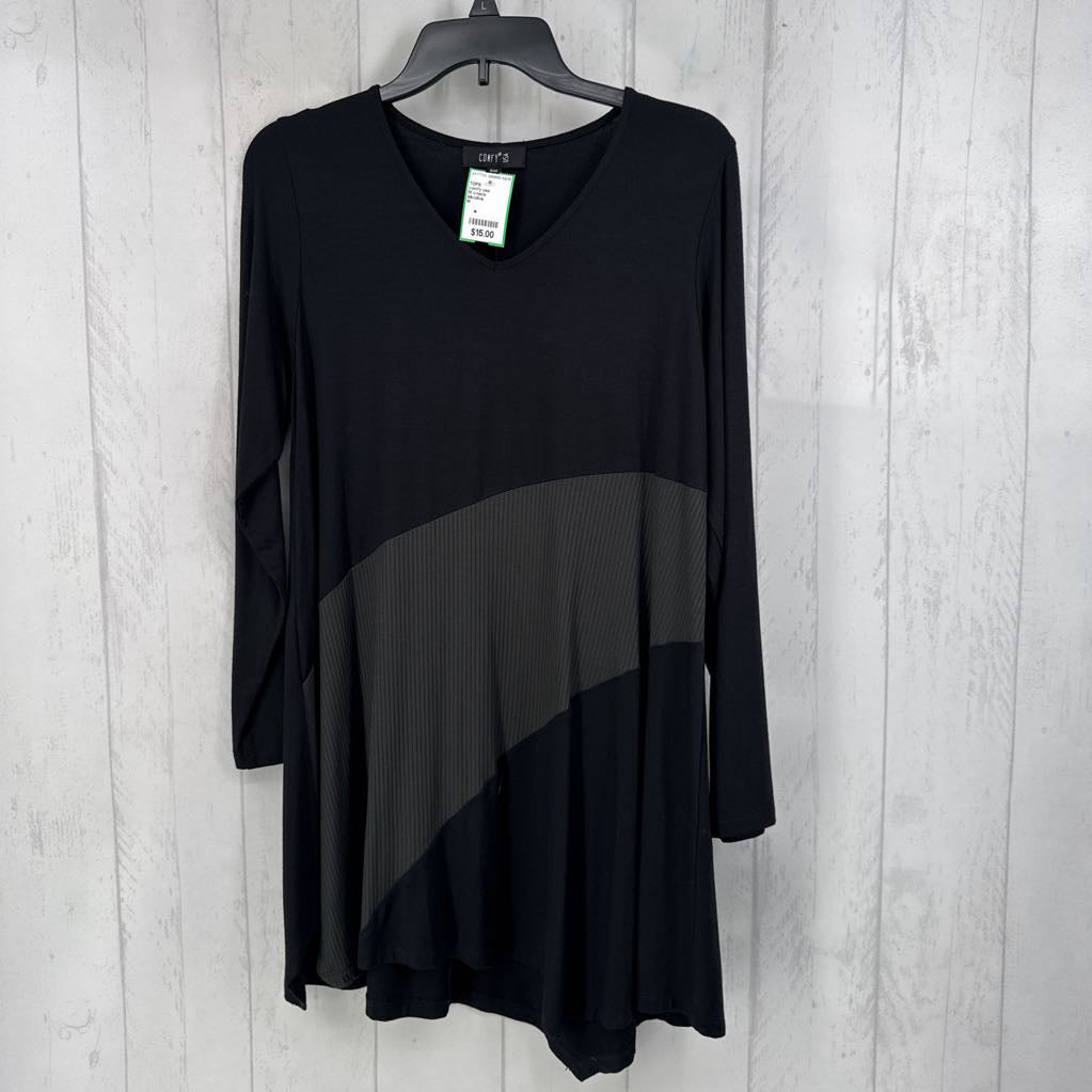M v-neck colorblock l/s tunic