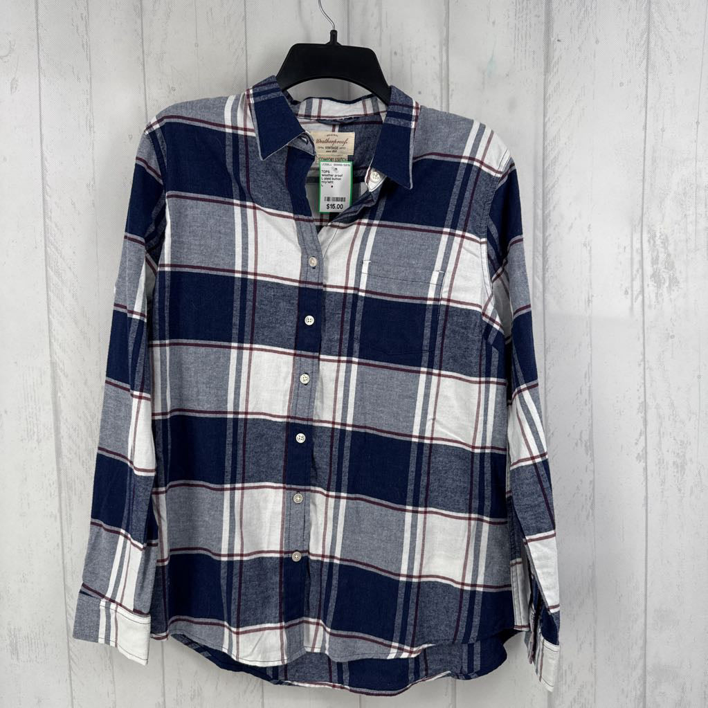 L plaid button down l/s top