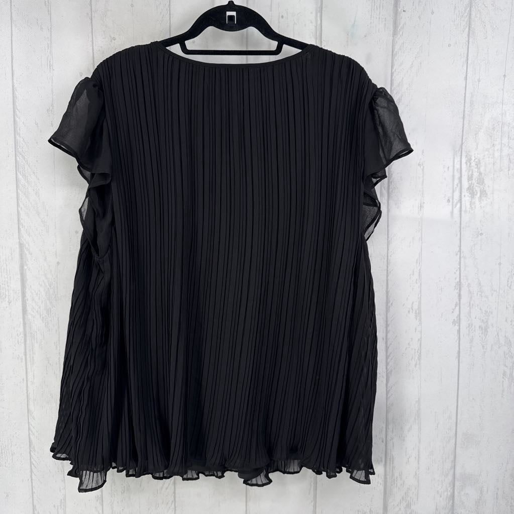 1X pleated v-neck ruffle slv top