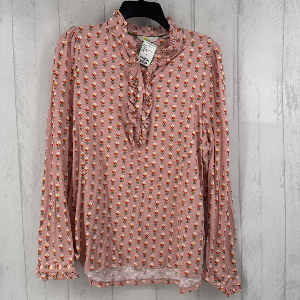 16/18 flo print 1/2 button down l/s top