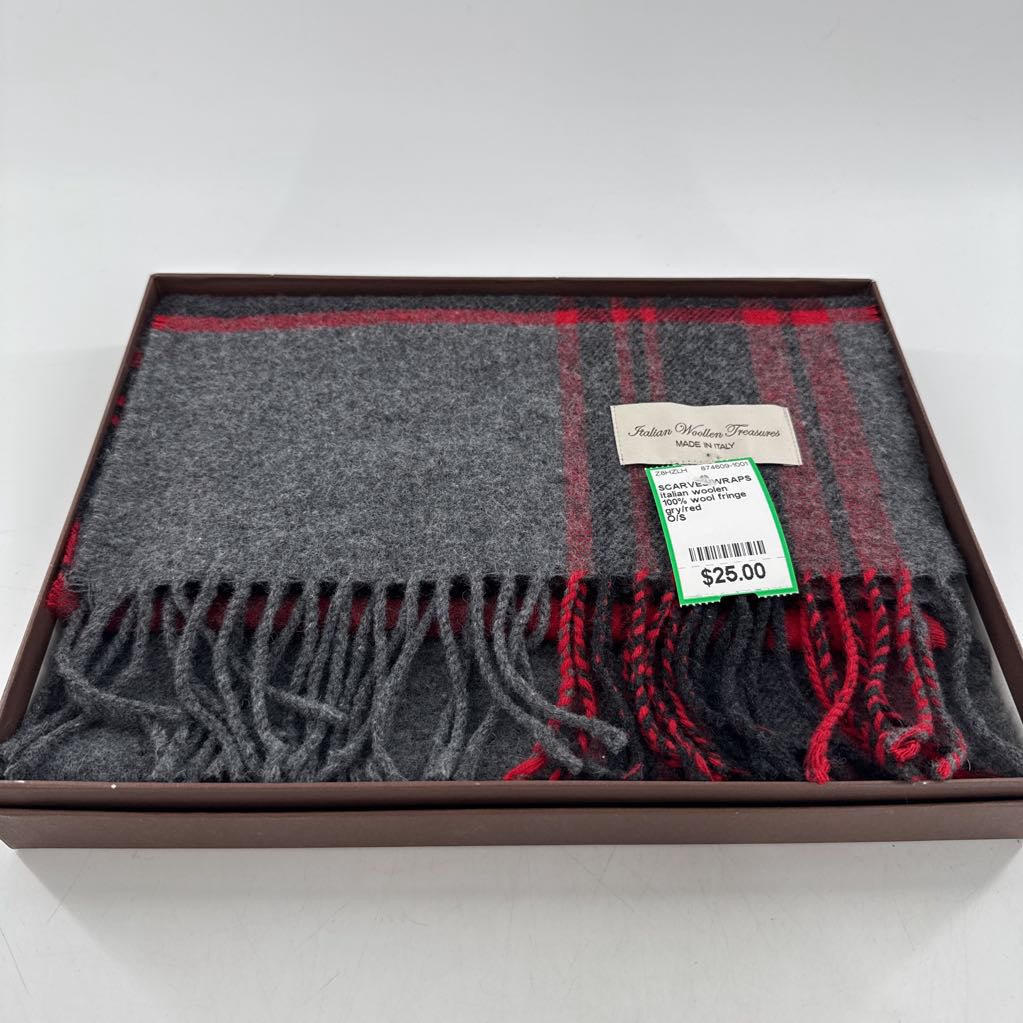 100% wool fringe scarf