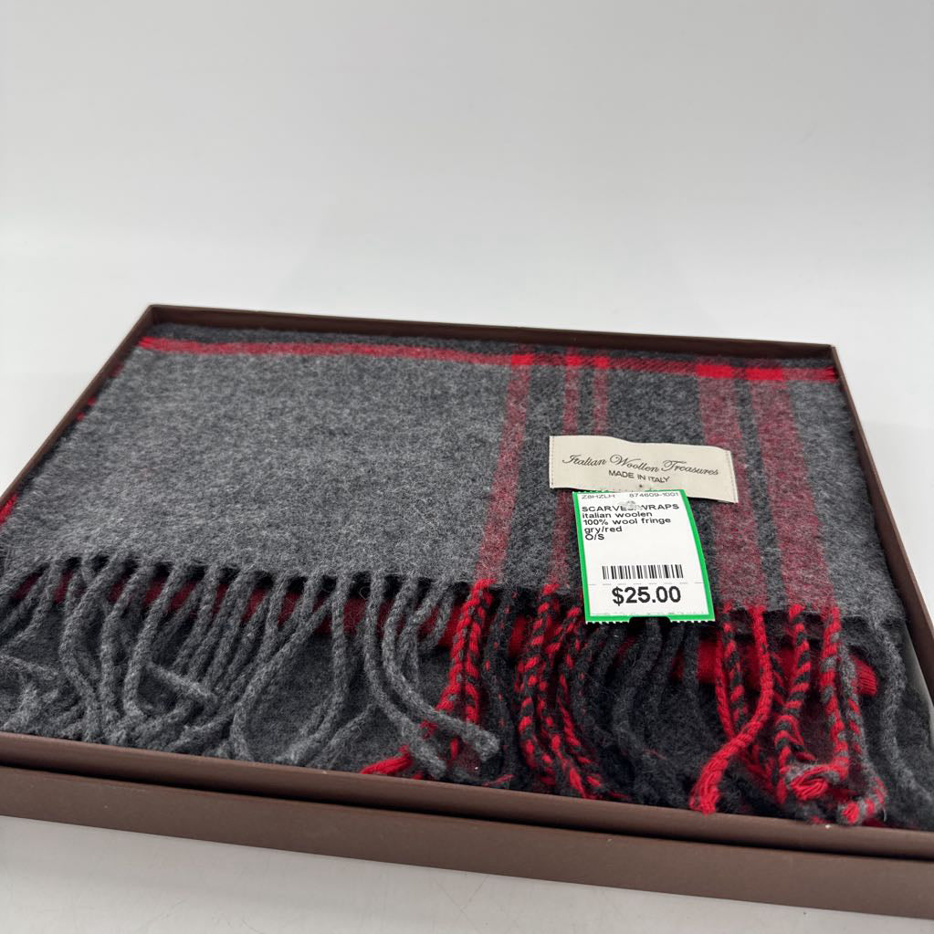 100% wool fringe scarf