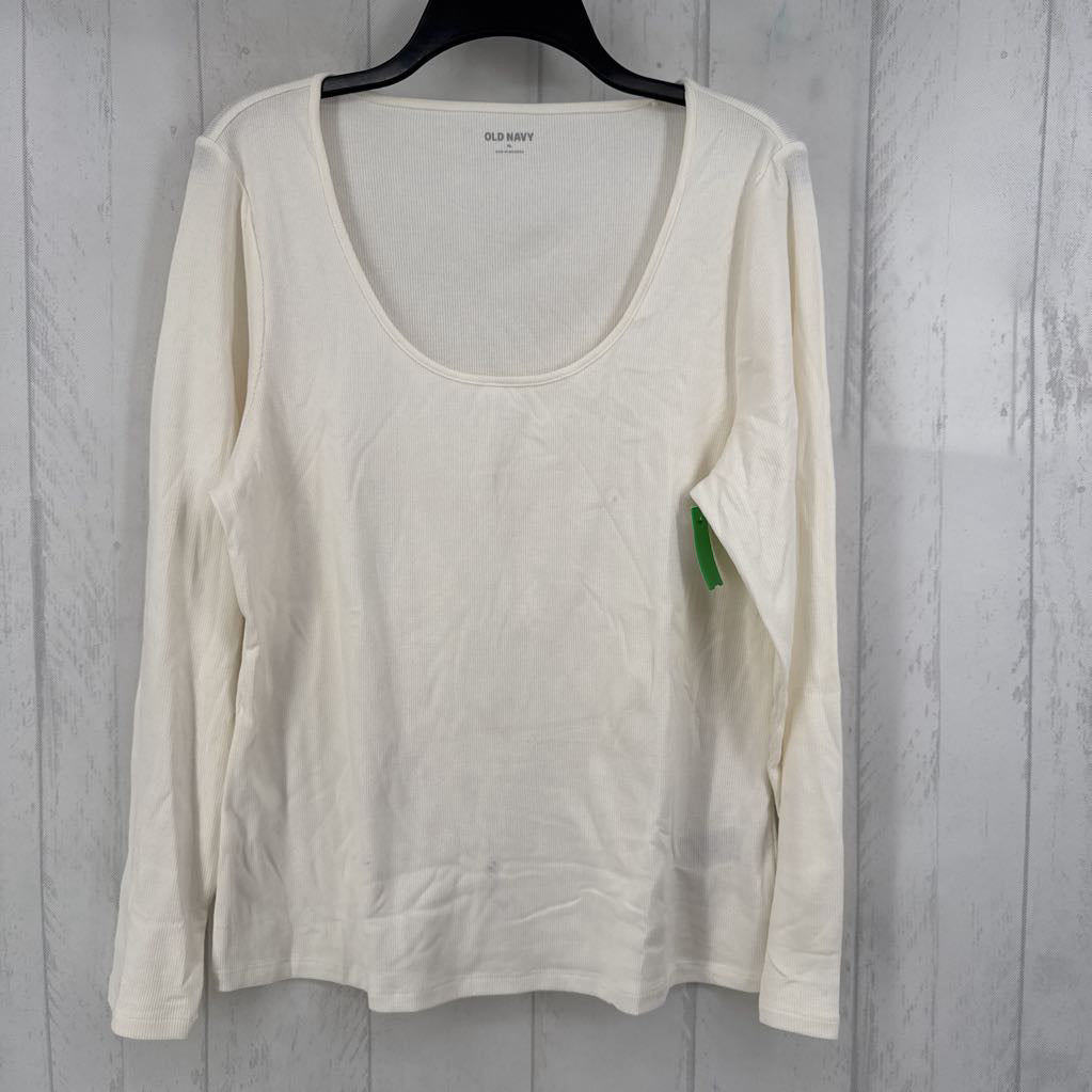 XL ribbed neck scoop neck l/s top