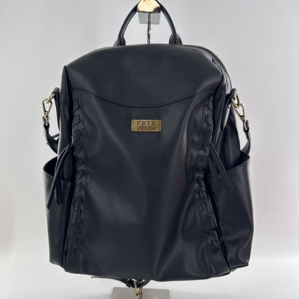 faux leather braided paneling backpack