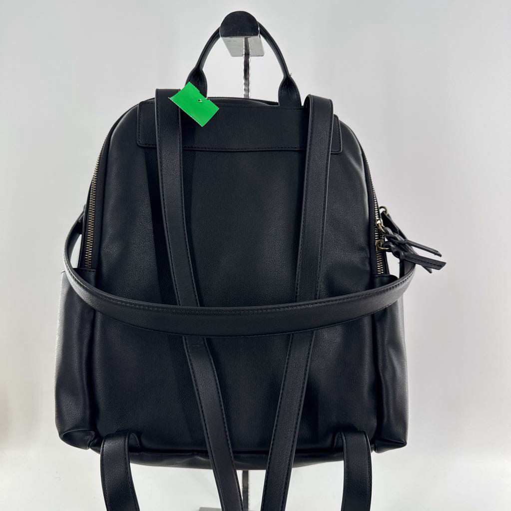 faux leather braided paneling backpack