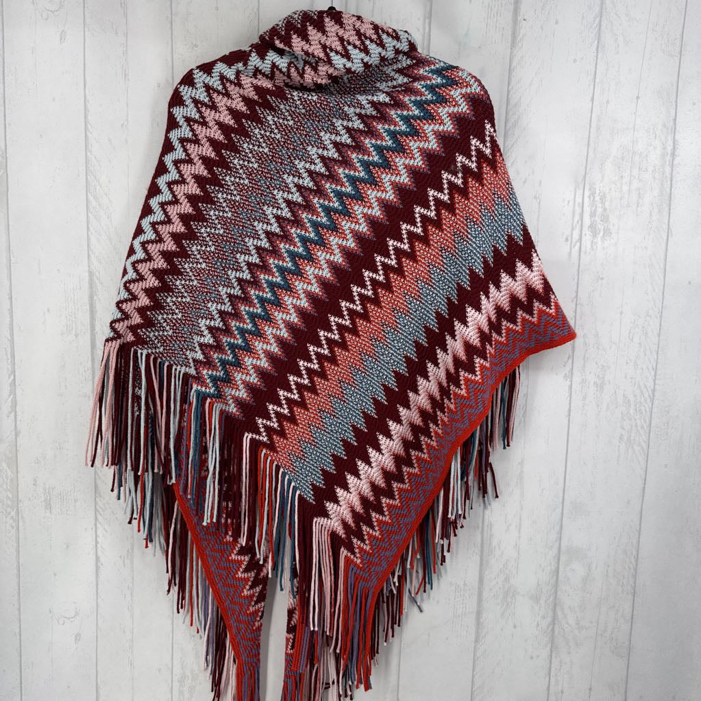 O/S chevron print toggle button shawl