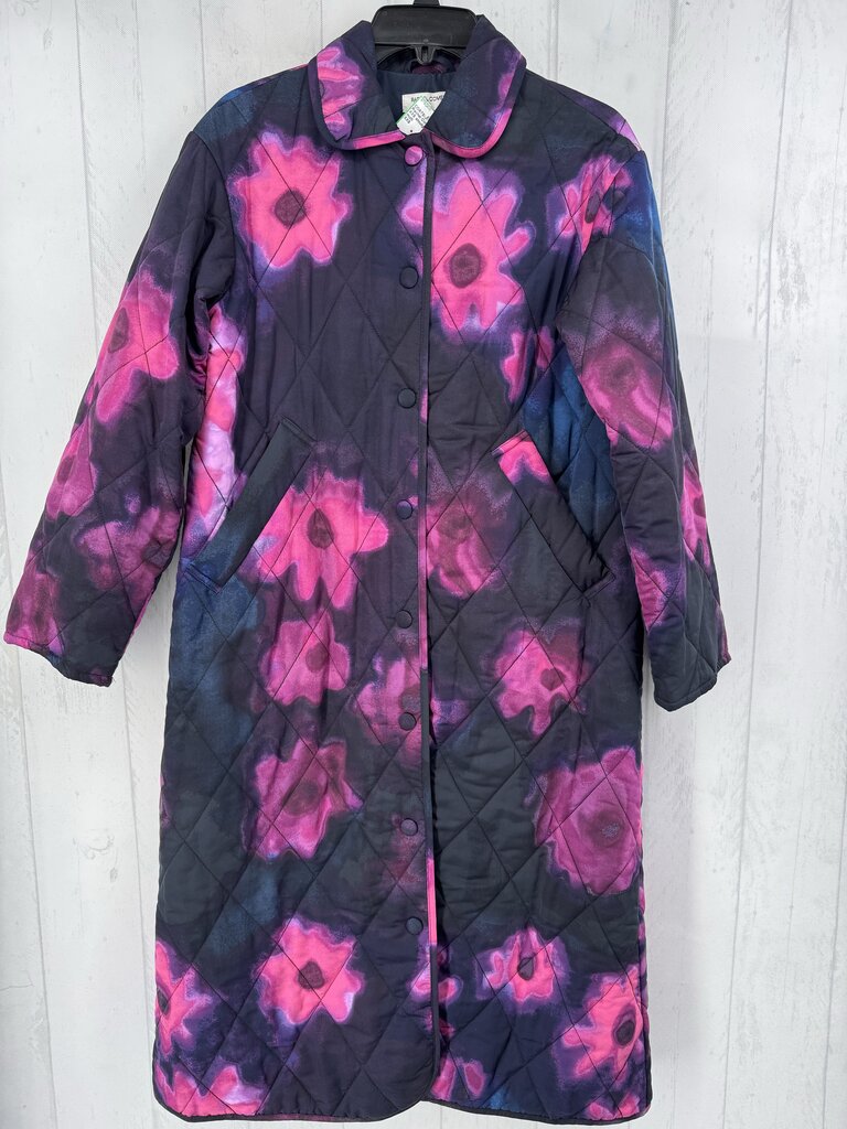XXS smudge flower quilted coat