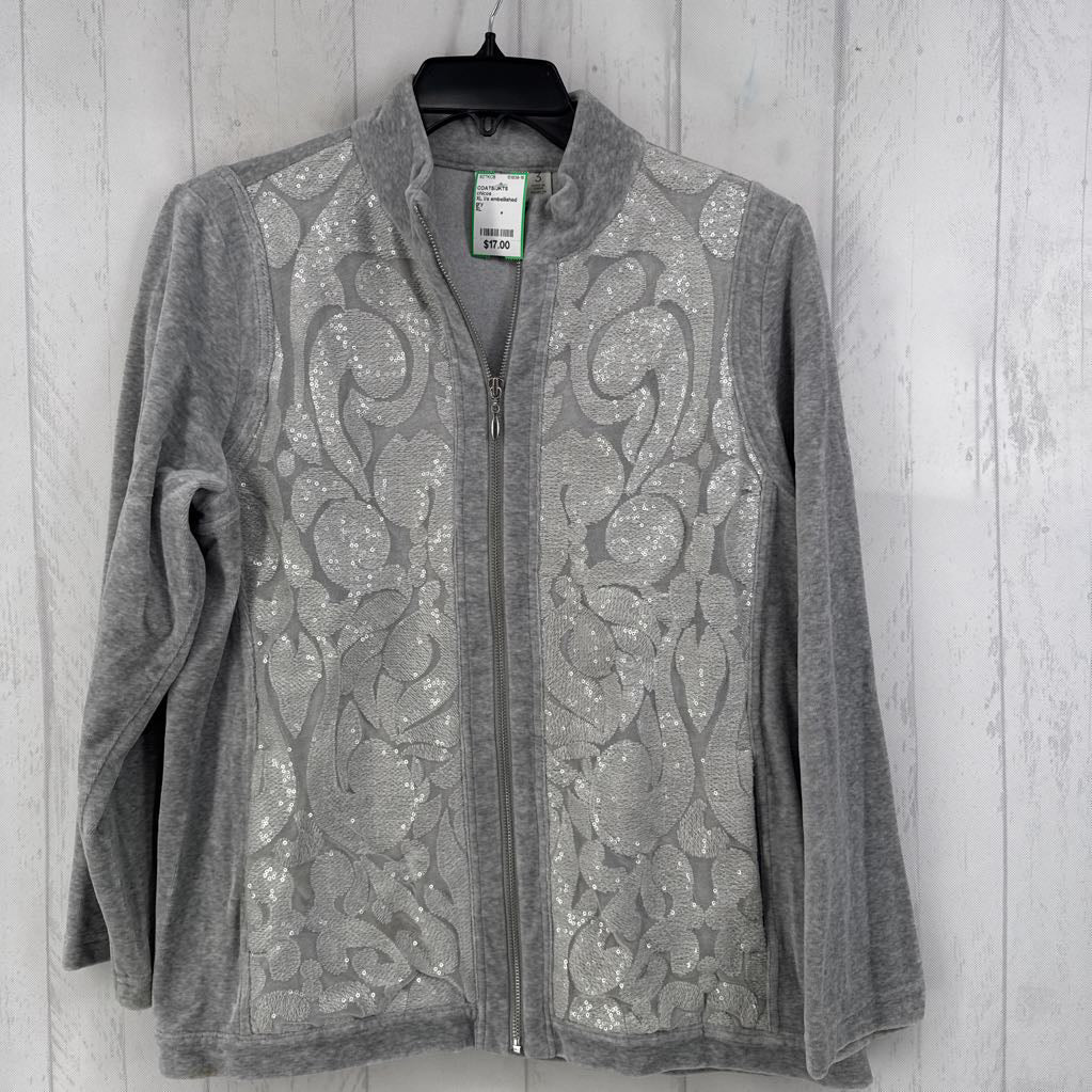 XL l/s embellished zip jacket
