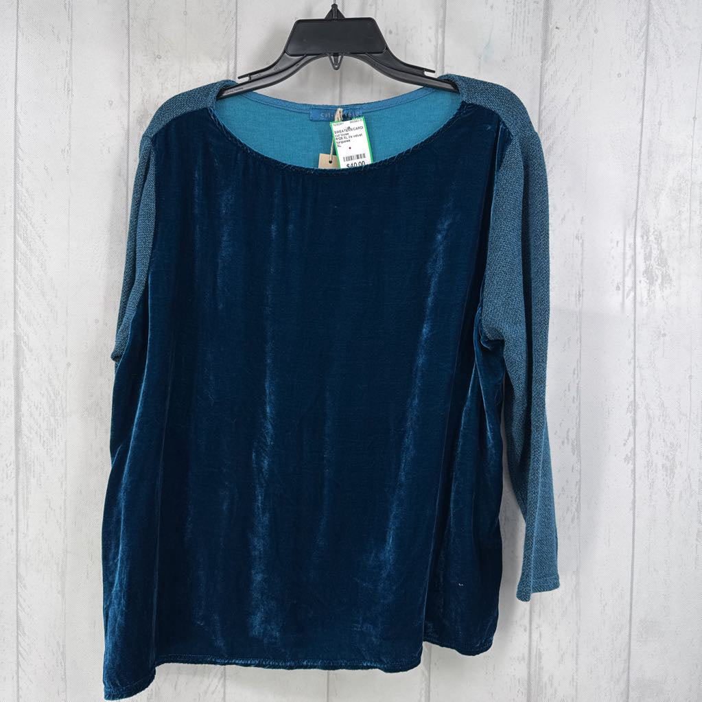 R129 XL l/s velvet front sweater