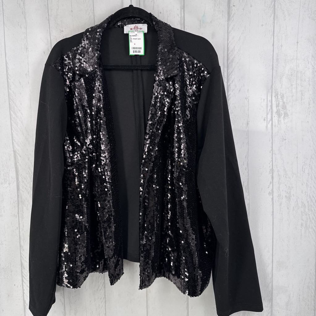 2XL sequin open front blazer