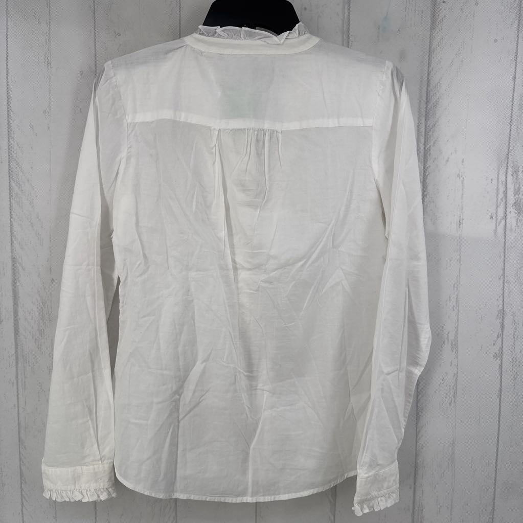 R27 S ruffled button down l/s top