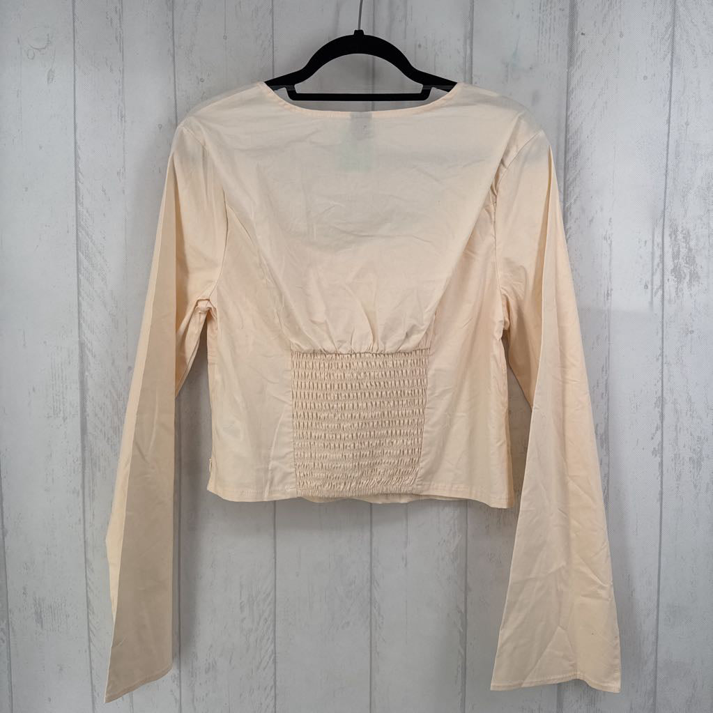 XL bow front crop l/s top