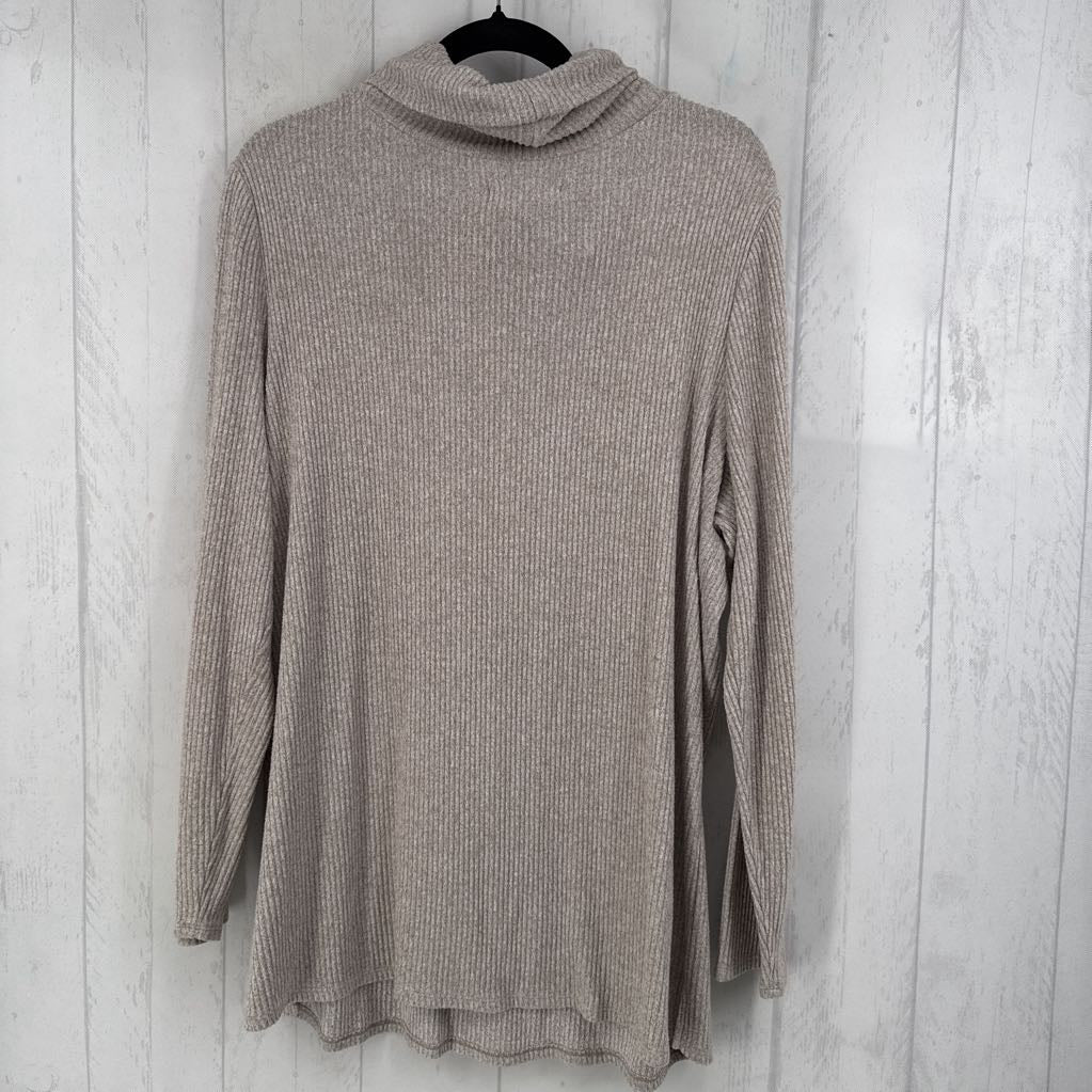 1X ribbed cowl neck l/s top