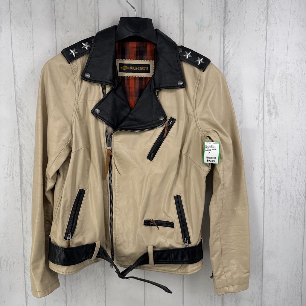 L vintage leather embelished jacket