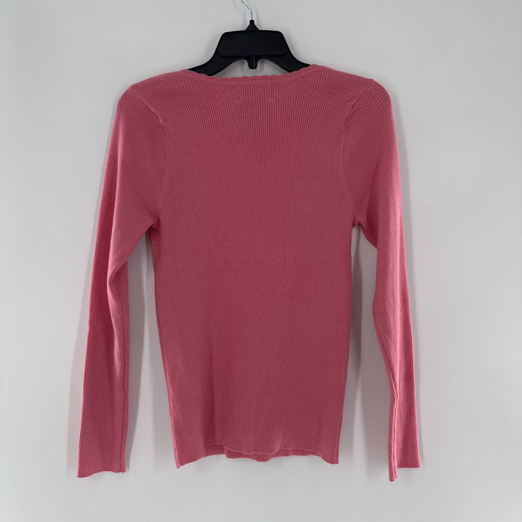 L ribbed scoop neck l/s top