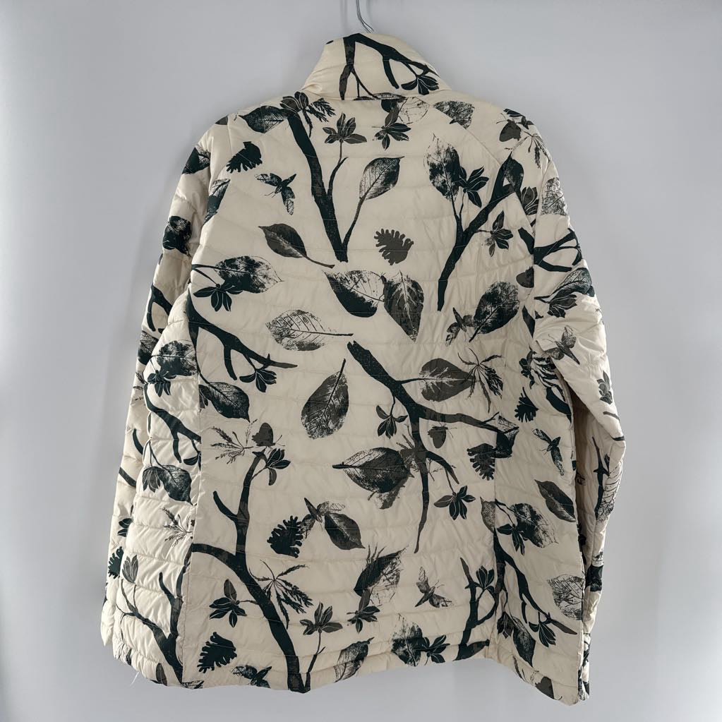 2X quilted leaf print coat