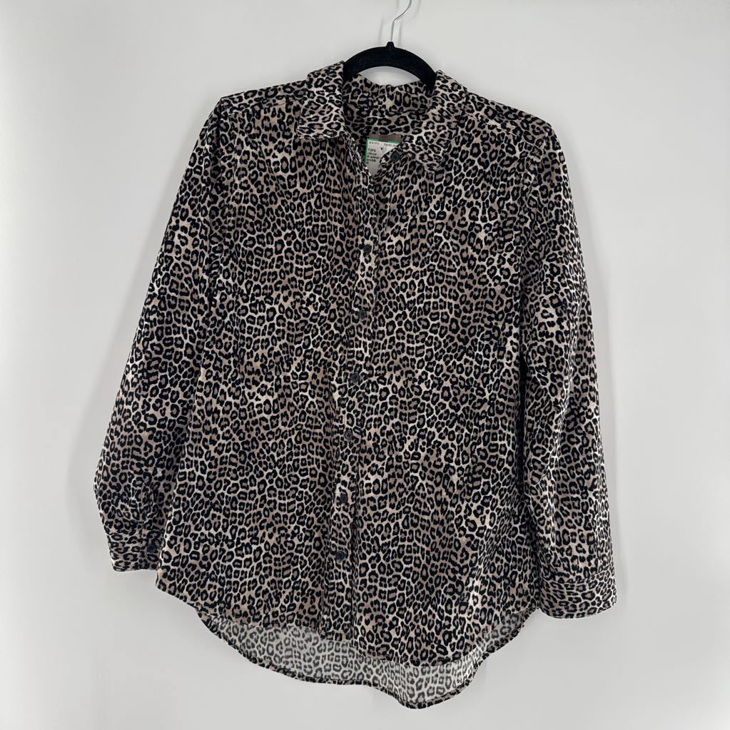 M animal print button down l/s top