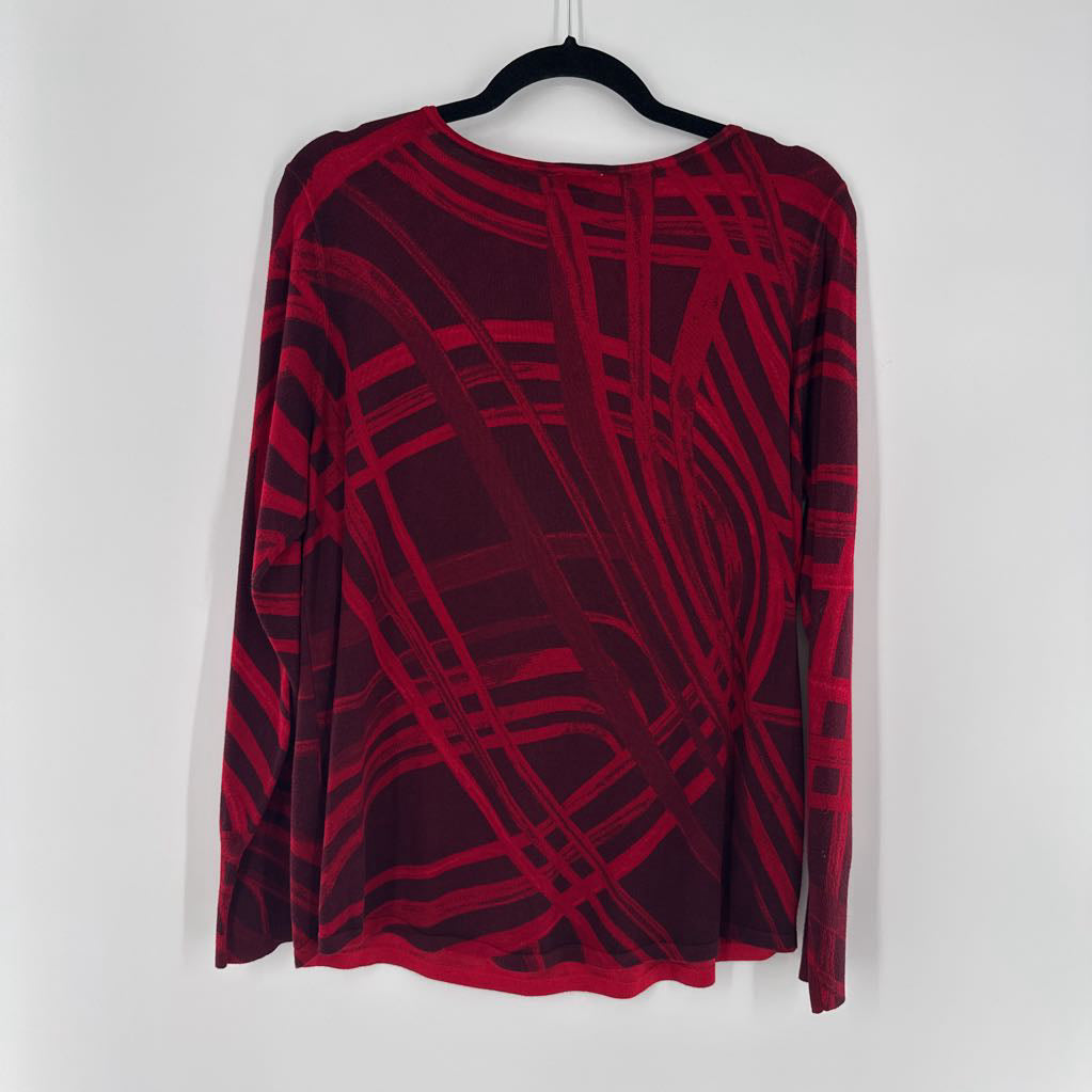 M printed v-neck l/s top