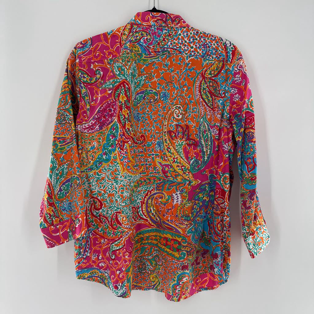 XL paisley print button down l/s top