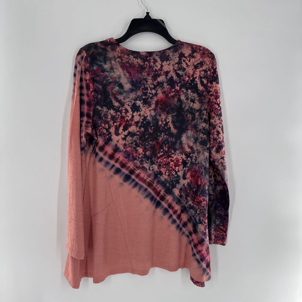L tie-dye 3/4 slv top