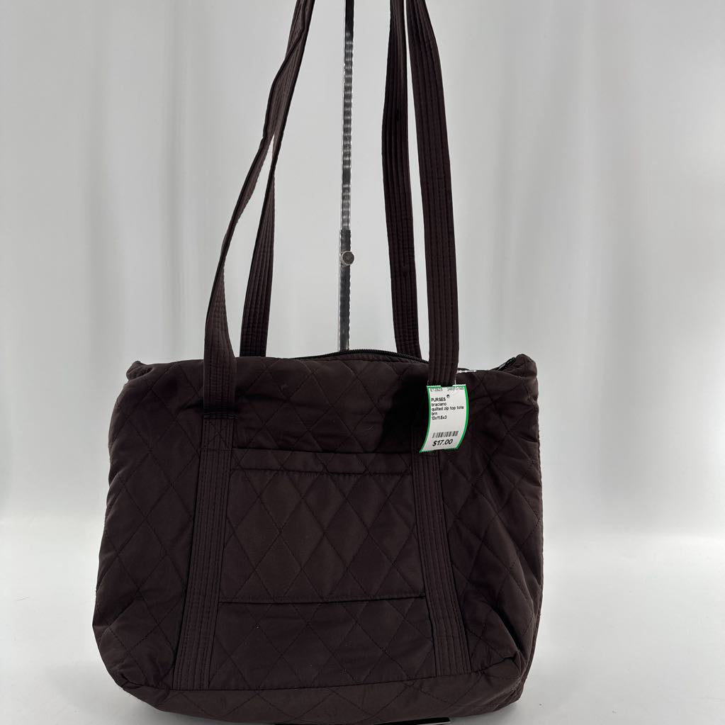 quilted zip top tote