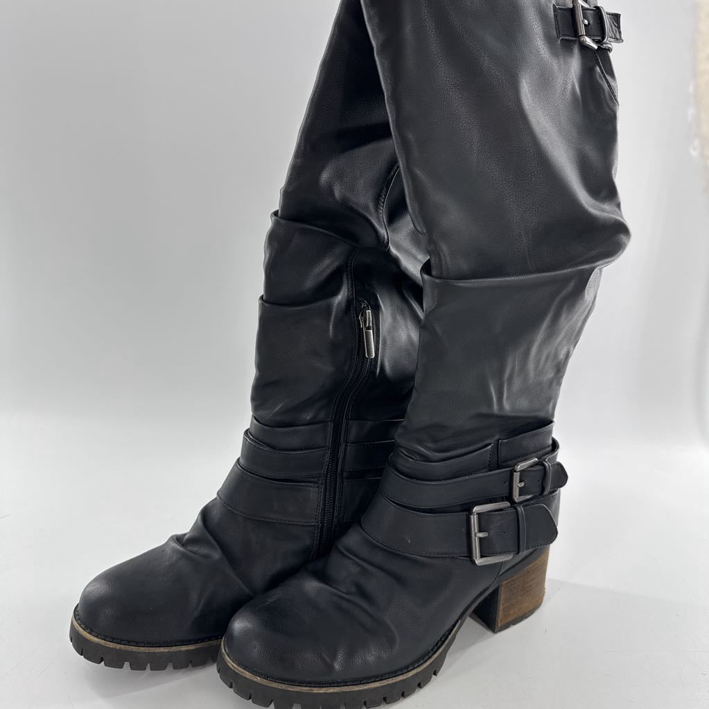 10 double buckle heel riding boots