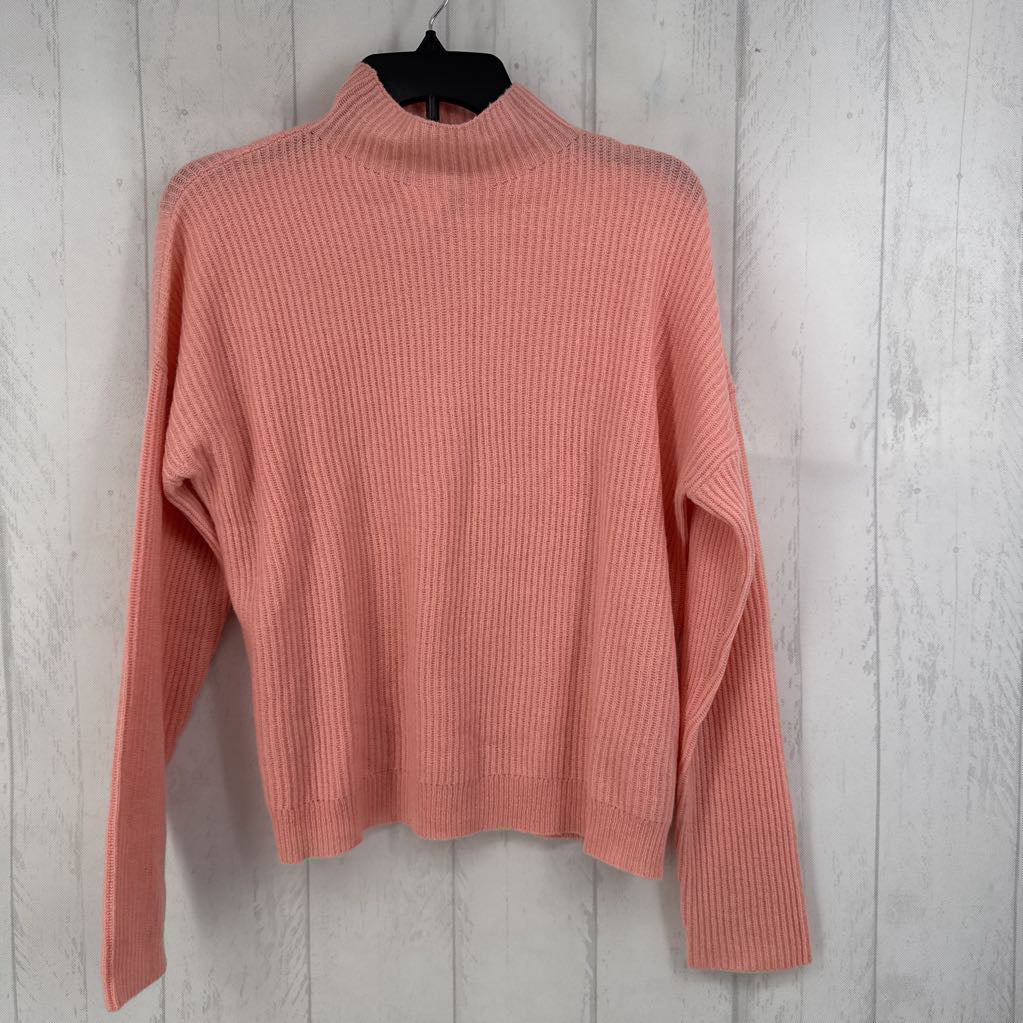 S rib knit mock-neck sweater
