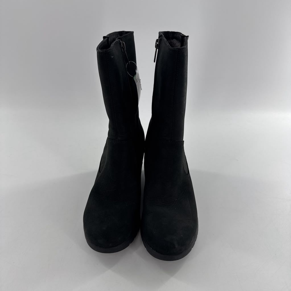 7 waterproof leather wedge heel boot