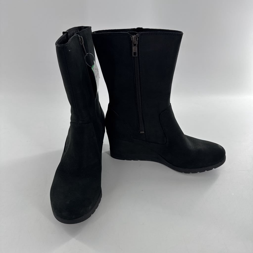 7 waterproof leather wedge heel boot