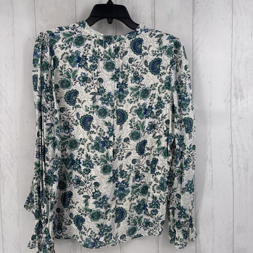 S flo print smocked l/s top