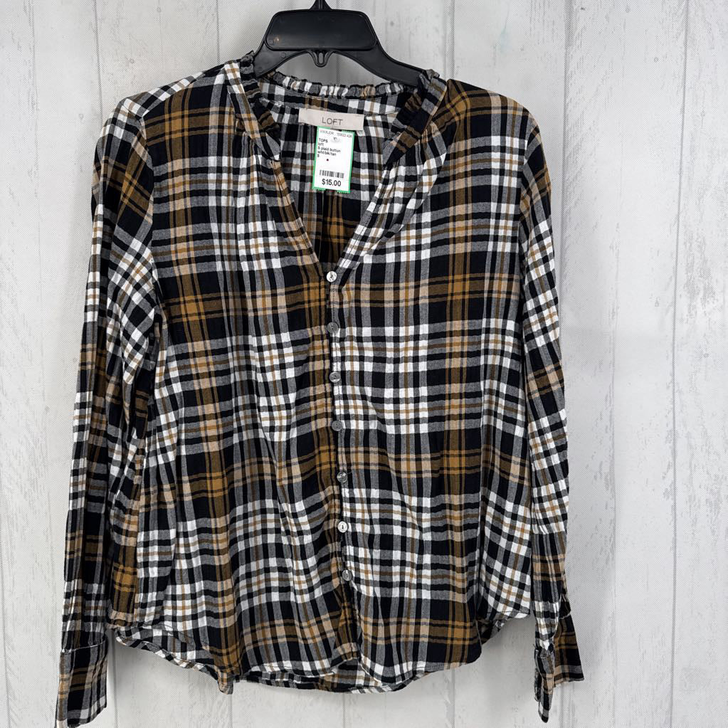 S plaid button down l/s top