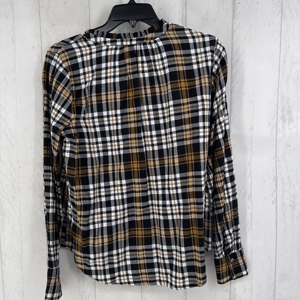 S plaid button down l/s top