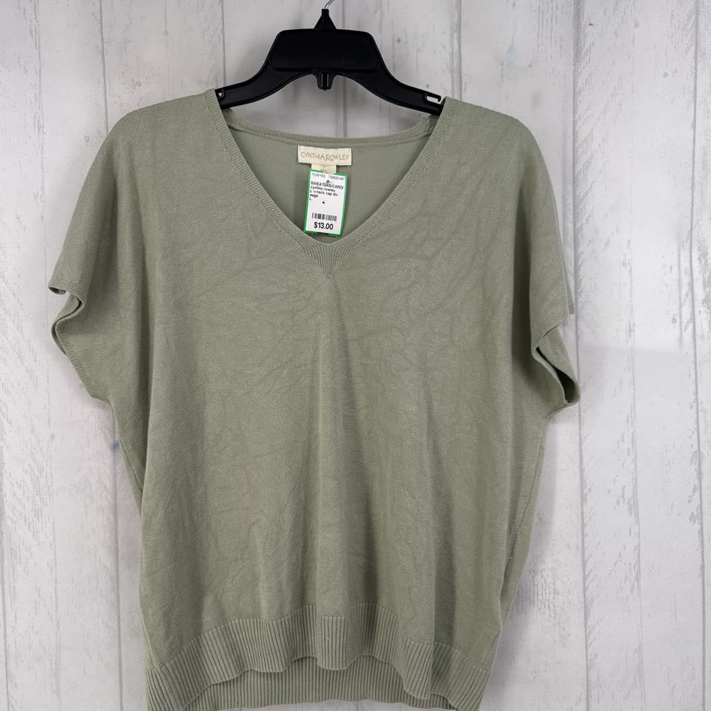 L v-neck cap slv sweater