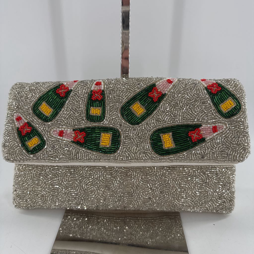 champagne bottle beaded clutch/crossbody