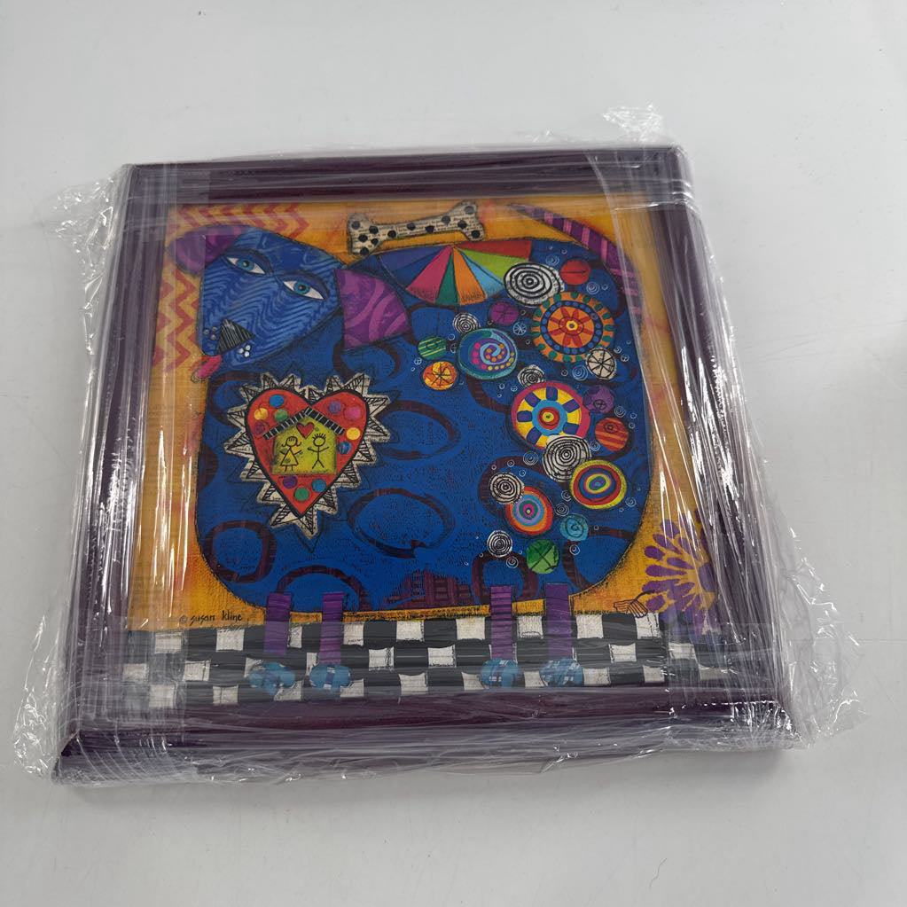 happy kitty colorful wall art 8x8