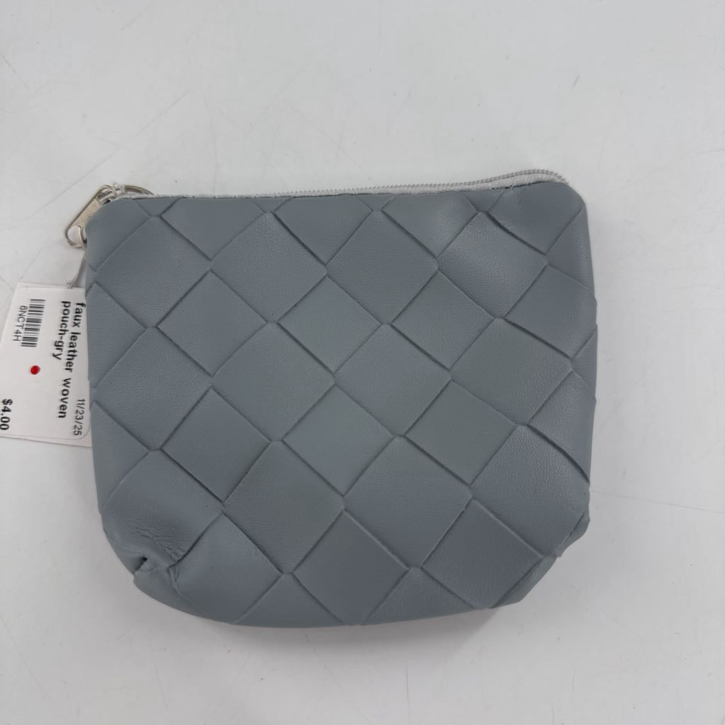 faux leather woven pouch-gry