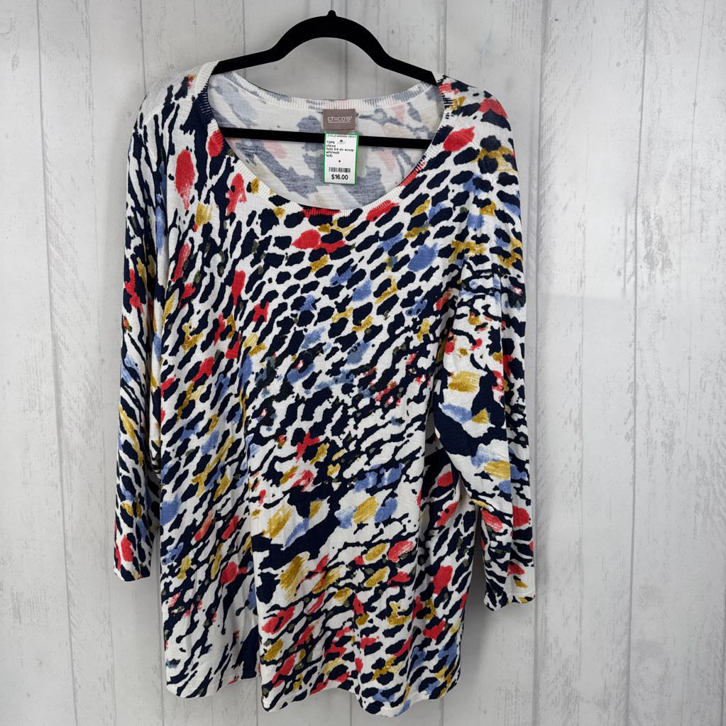 1x(4) 3/4 slv scoop neck top`