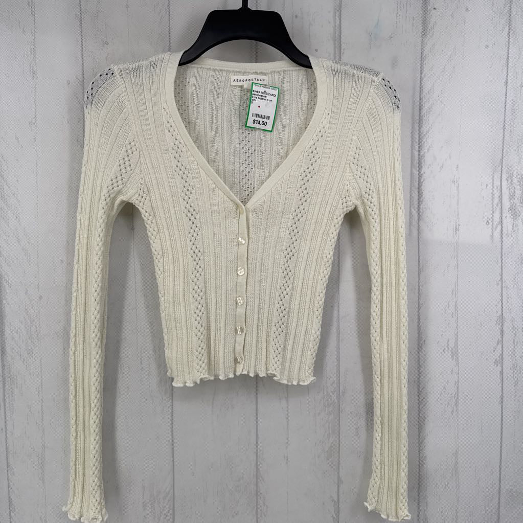 S l/s button crop cardigan