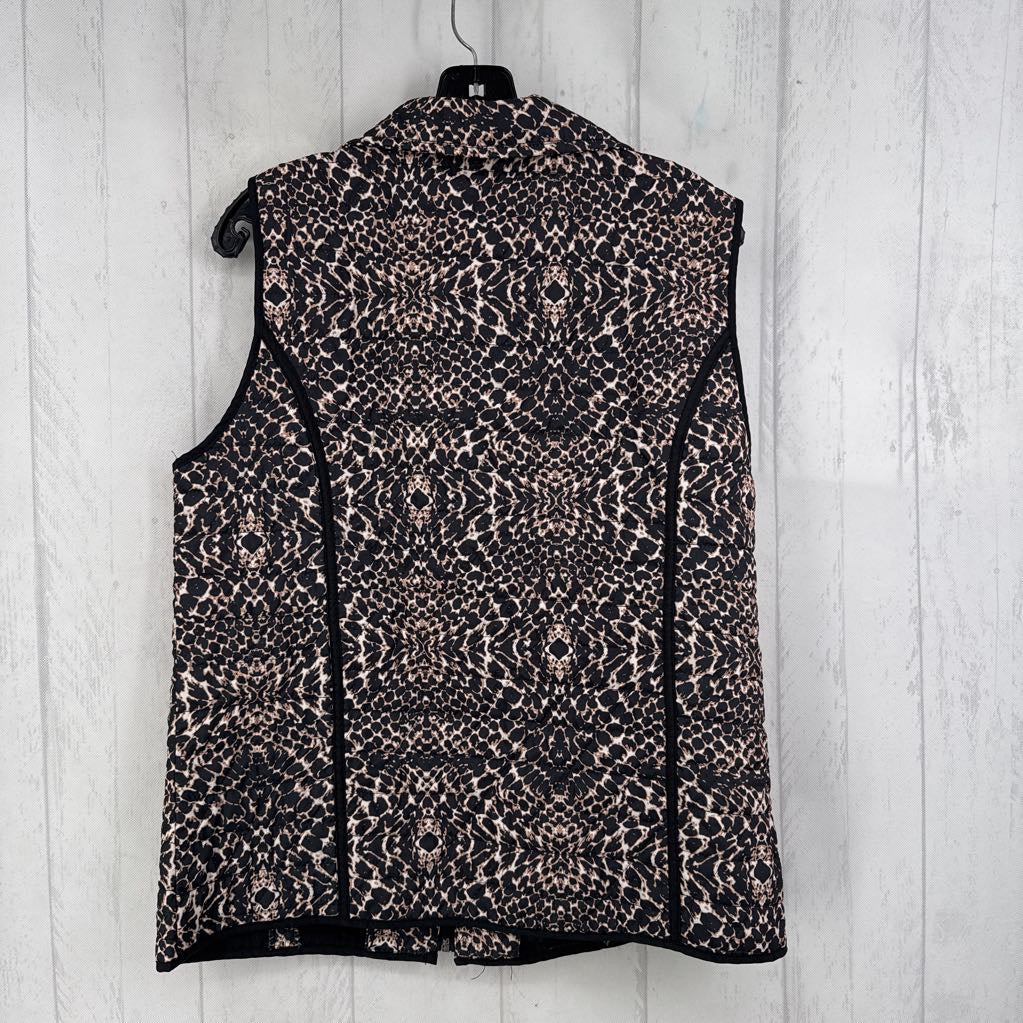 L animal print zip vest