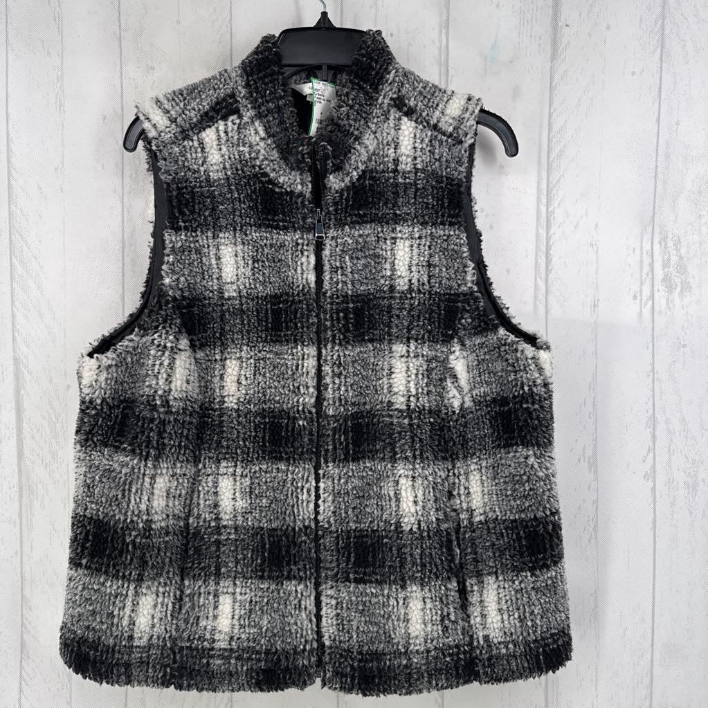 X plaid zip vest