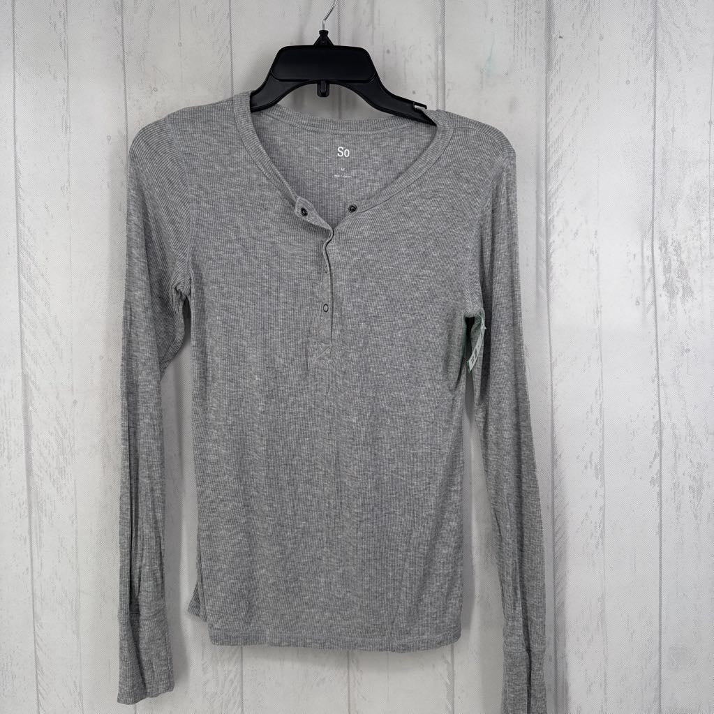 M l/s ribbed half button top