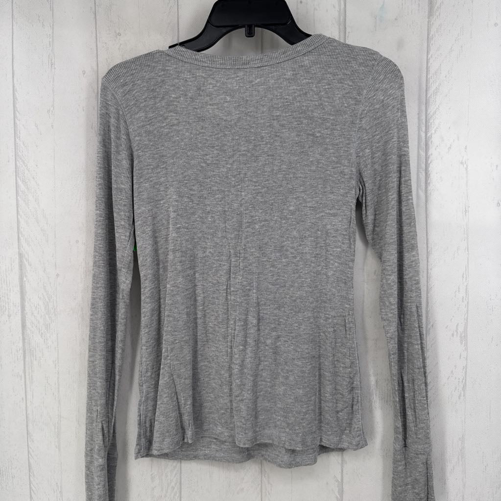 M l/s ribbed half button top
