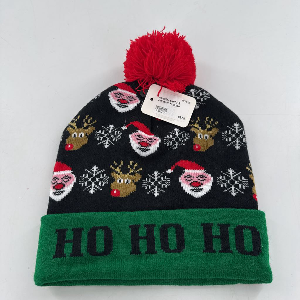 beanie- santa & reindeer hohoho