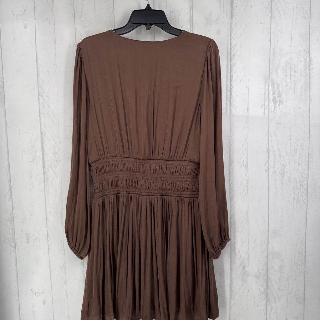 L l/s smocked waist v-neck dress