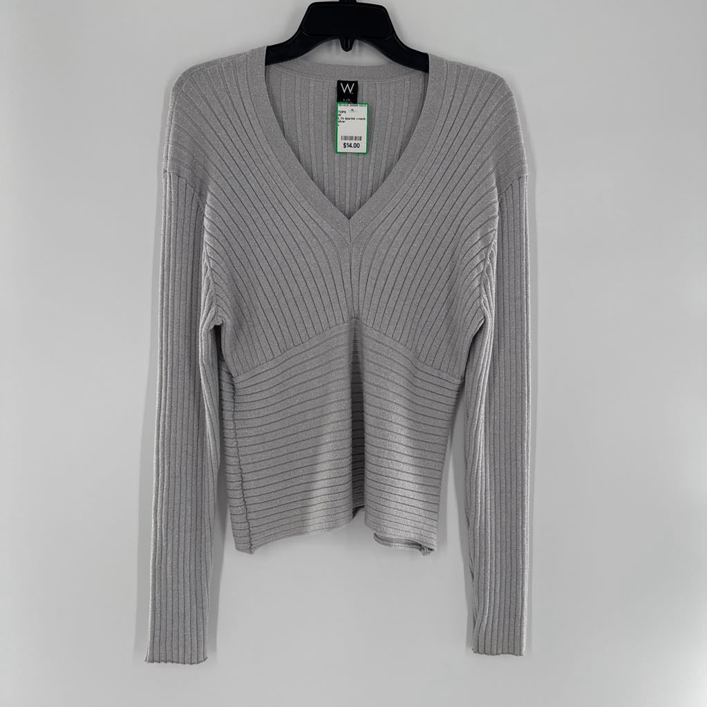 L l/s sparkle v-neck top